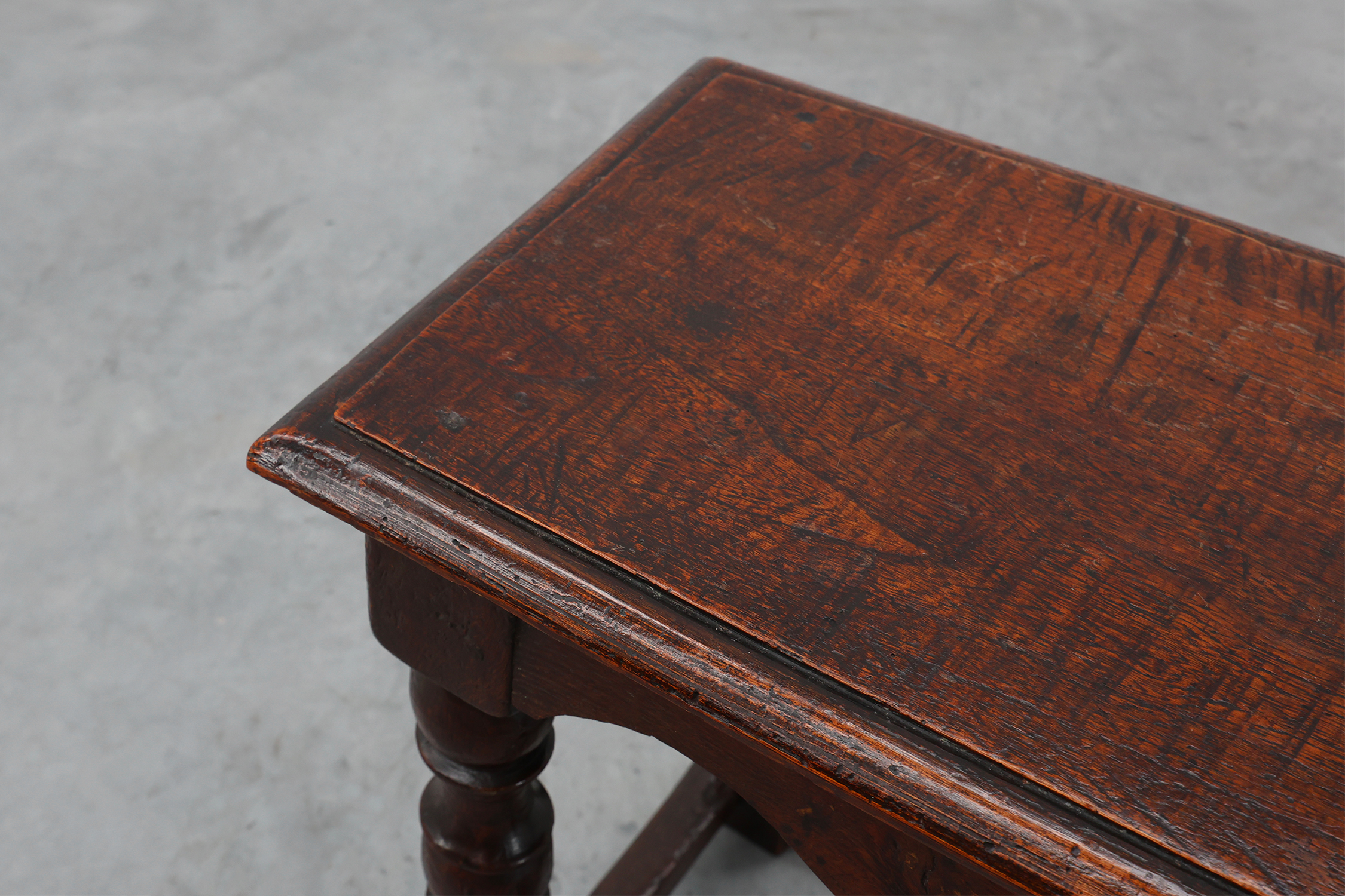 19th Century oak rectangular joint stool or table with turned legs, France ca. 1820thumbnail
